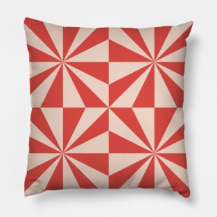 Vintage Geometric Red Star Burst Pattern Pillow