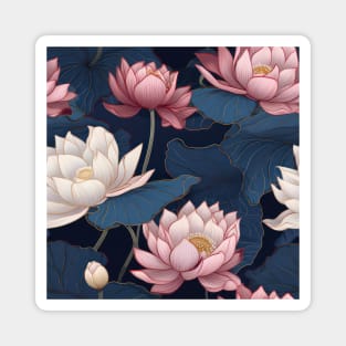 Serenity Blooms: Timeless Lotus Flower Pattern Magnet