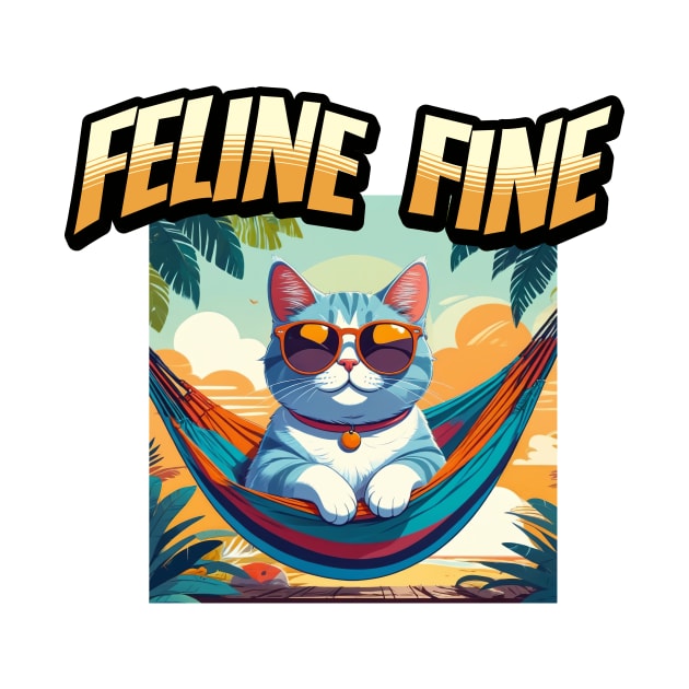 Feline Fine: Cat on Vacation T-shirt by CoffeeBrainNW