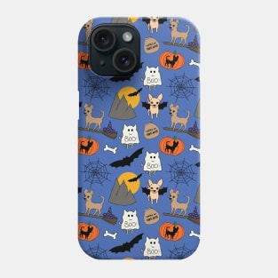 Halloween chihuahuas - blue Phone Case