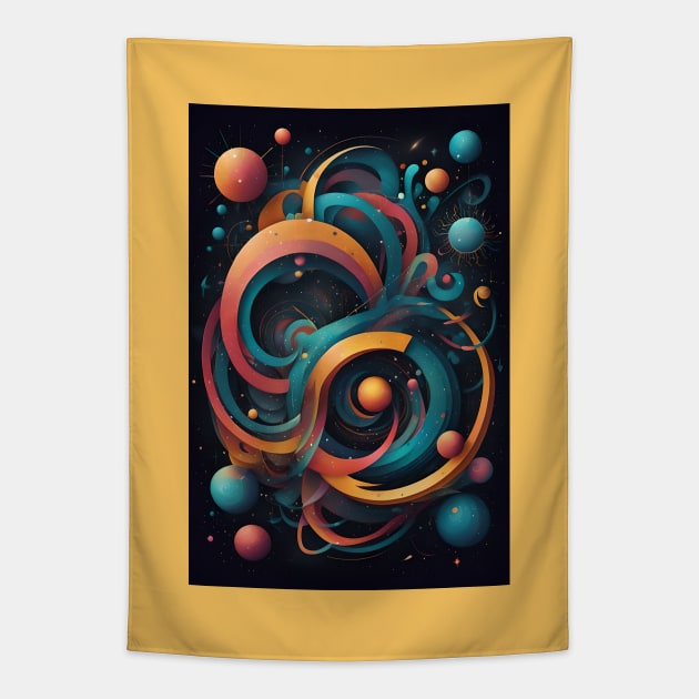 Kaleidoscopic Whimsy: Vibrant Shapes and Bubbles Tapestry by AlexBRD