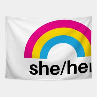 She/Her Pronouns Pansexual Rainbow Tapestry