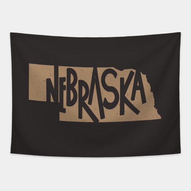 Nebraska Vintage Lettering Tapestry by Commykaze