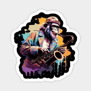 Monkey Playing Saxophone Magnet