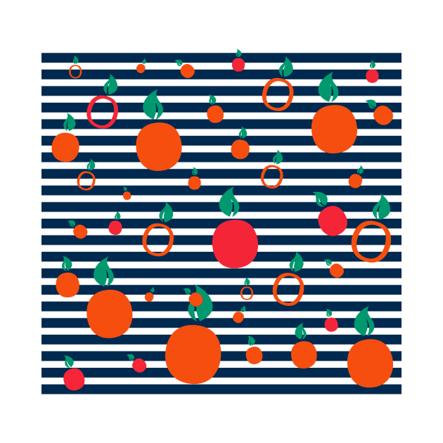 Cute fruits summer pattern orange navy by carolsalazar