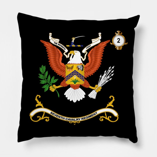 Army - Regimental Colors -2nd Battalion, 7th Cavalry Regiment  - SEVENTH FIRST X 300 Pillow by twix123844