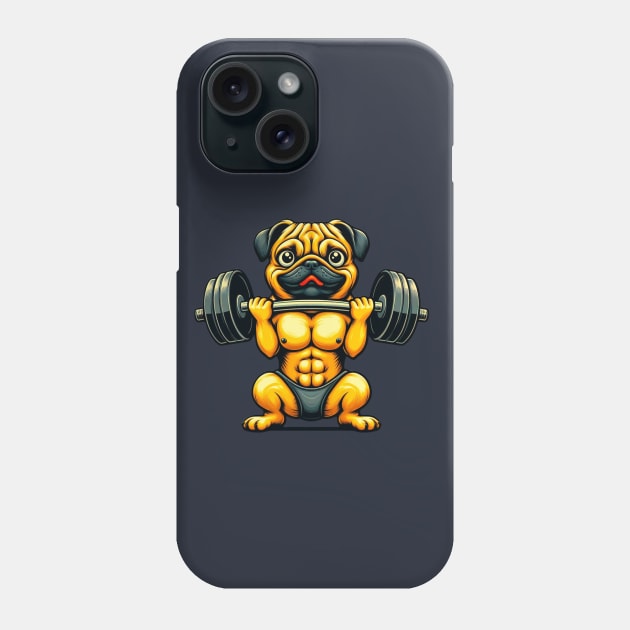 Pug Weightlifting Funny Men Fitness Gym Workout Phone Case by Figurely creative