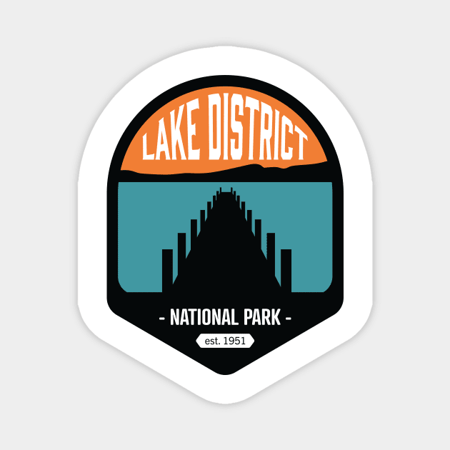 Lake District National Park Logo Badge Design Magnet by Bex Rocks