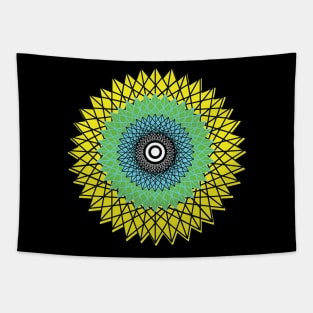 Green and Yellow sunflower of life Tapestry