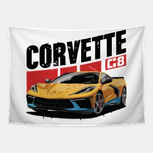 Chevrolet Corvette C8 Vintage Car Tapestry