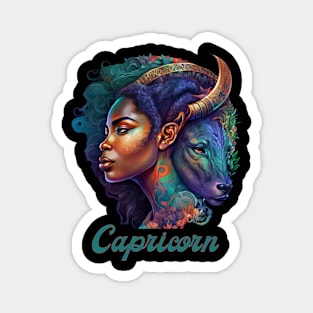 Black Capricorn Zodiac Sign Woman Magnet