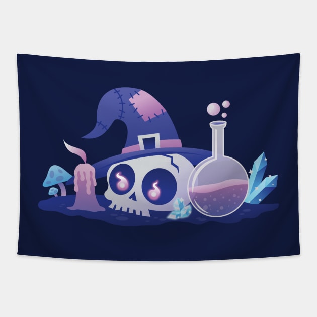 Skull and Potion Tapestry by Kappacino Creations