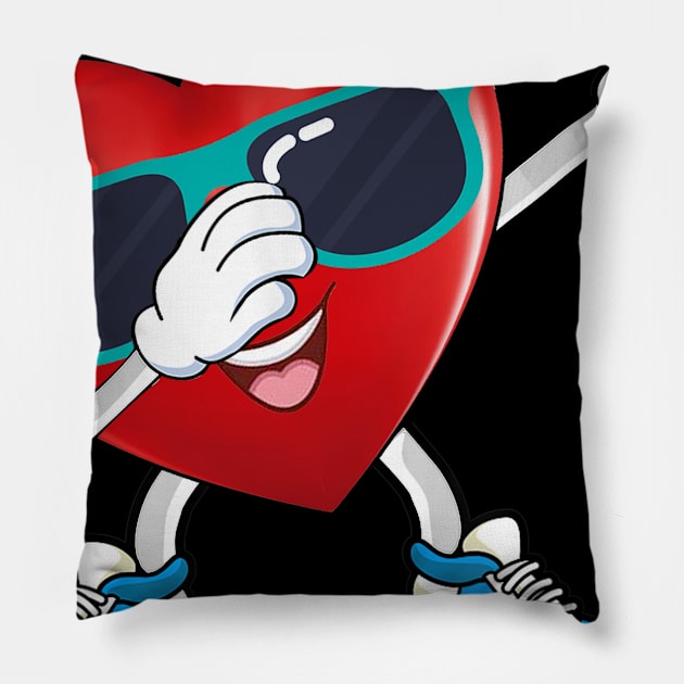 Dabbing Hearts Dance Challenge Valentines Day Pillow by Manonee