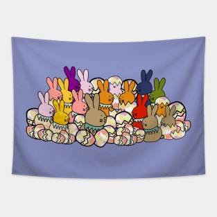 Easter Bunny Rabbits Chicks and Easter Eggs Tapestry