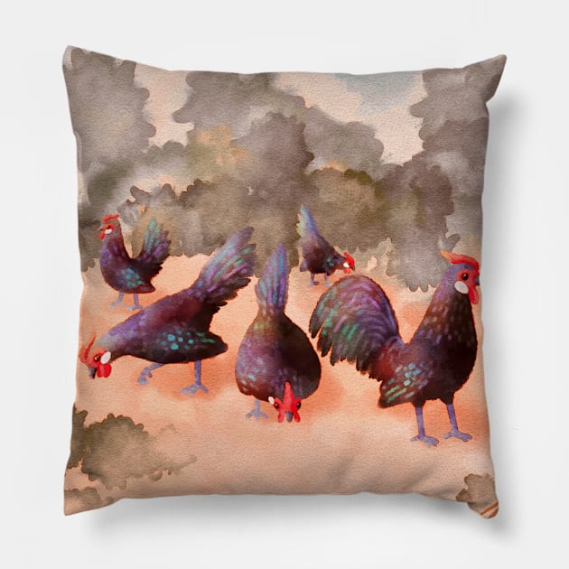 Rosecomb Bantams Pillow by knitetgantt