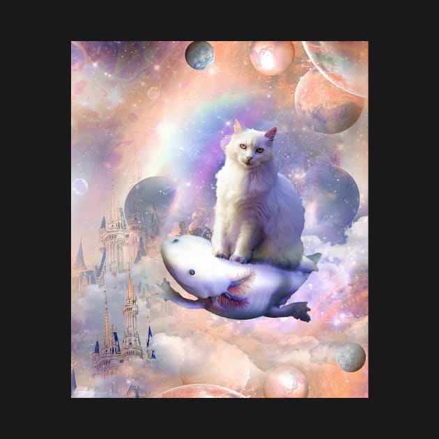 Space Galaxy Cat Riding Axolotl by Random Galaxy