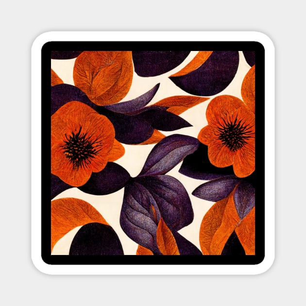 Vintage looking wallpaper with rich colors of purple and orange. Magnet by Liana Campbell