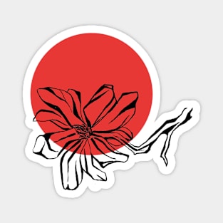 Magnolia flower on red circle Magnet