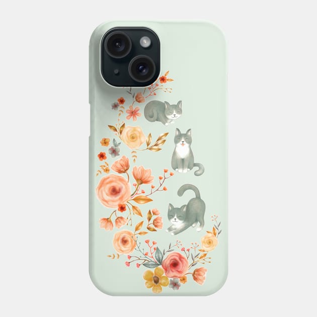 Fancy Felines with Flowers Phone Case by PerrinLeFeuvre