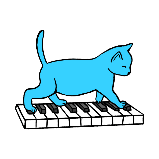 Cat Playing Piano by Kelly Louise Art