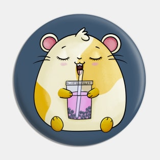 Cute Kawaii Hamster enjoying his Boba Tea Pin