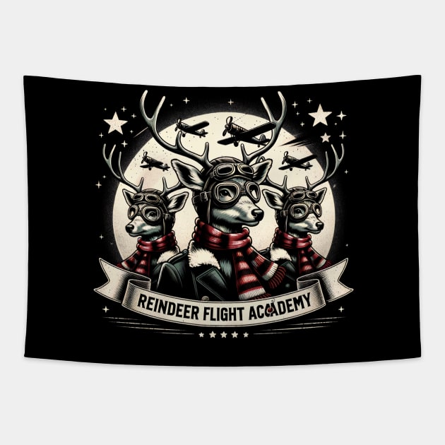 Vintage Reindeer Flight Academy Tapestry by EternalEntity