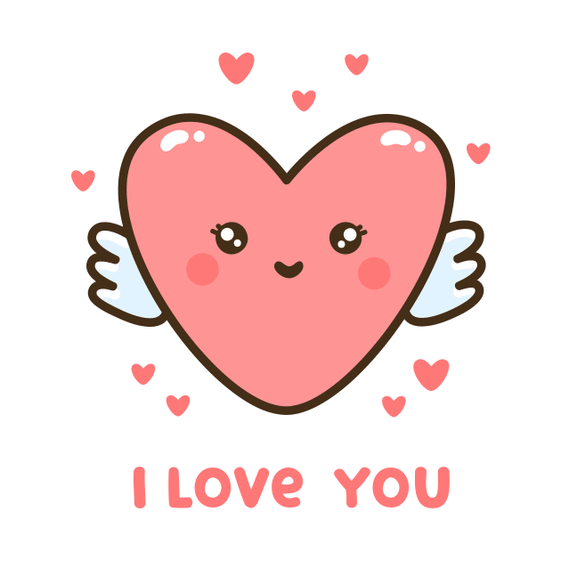 Kawaii heart with text "I  love you" by Viaire