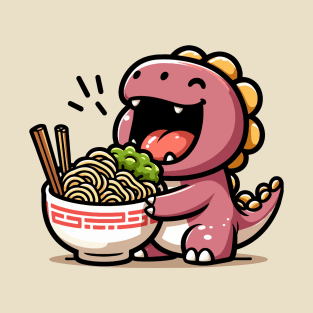 Endearing Dino Eating Ramen T-Shirt