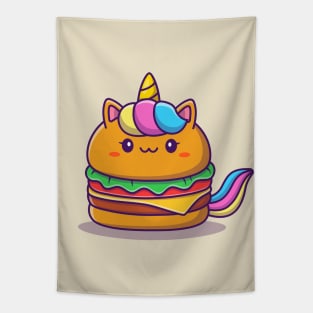 Cute Unicorn Burger Tapestry