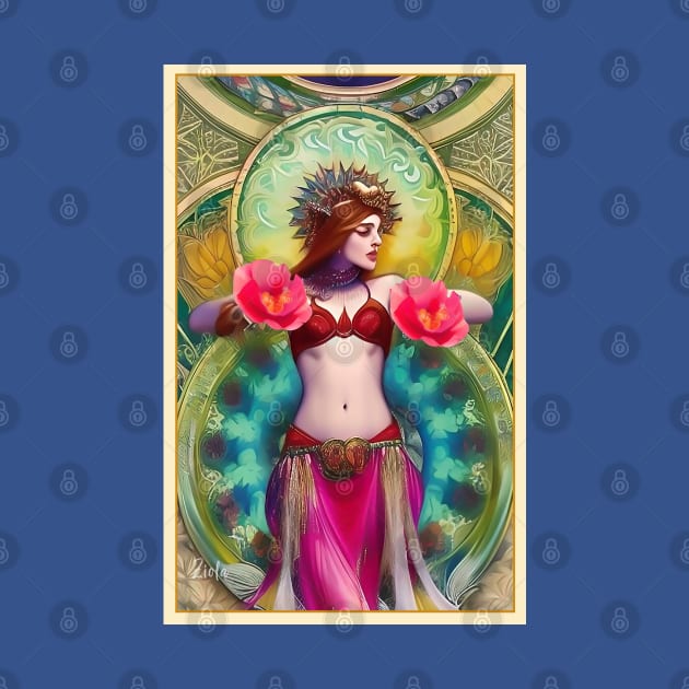 Exotic Floral Art Deco style Belly Dancer Girl by ZiolaRosa