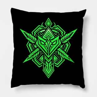 Neon Green abstract tribal cyberpunk Pillow