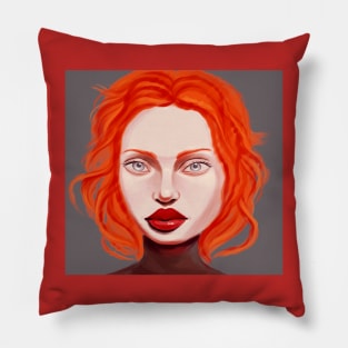 Redhead girl portrait Pillow