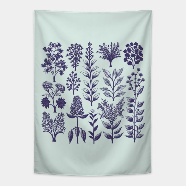 Botanical Silhouette Collection Tapestry by TeeTopiaNovelty