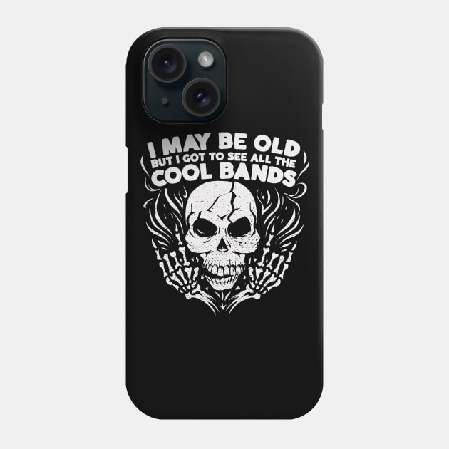 I May Be Old But I Got to See All the Cool Bands // Retro Music Lover // Vintage Old School Skeleton Guitar Rock n Roll Phone Case by SLAG_Creative