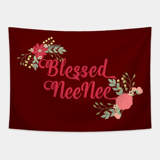 Blessed NeeNee Floral Christian Grandma Gift Tapestry by g14u