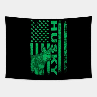 Irish Sibe Husky Dog American Ireland Flag St Patrick Day Tapestry