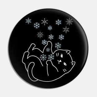 Cat and Snowflakes Pin