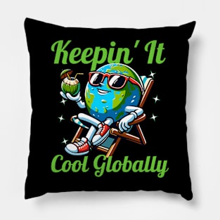 Keepin'it Cool Globally earth day 2024 Pillow