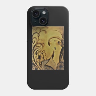 art deco sepia flapper girl lady art design by jackie smith for house of harlequin Phone Case