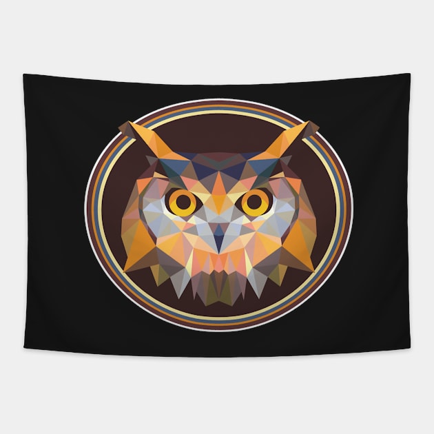 Owl Colorful Pop Art Bird Lovers Geometric Head Tapestry by markz66