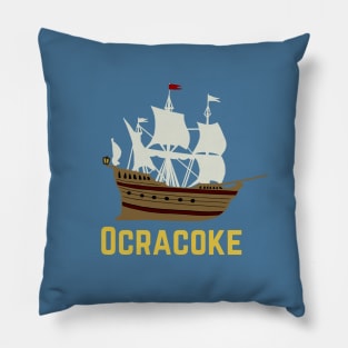 Ocracoke Island Pirate Ship Flag Pillow