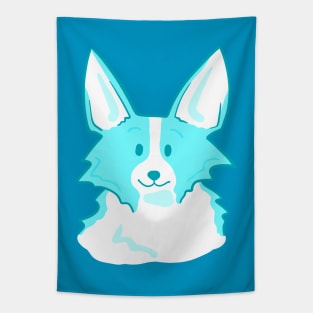 Blue Adorable Corgi Face Tapestry