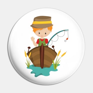 Fishing Boy, Fisherman, Fishing Rod, Orange Hair Pin