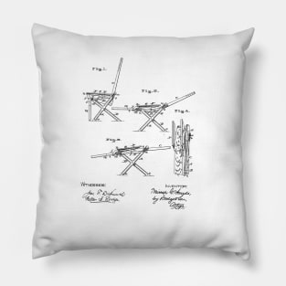 Folding Chair Vintage Patent Hand Drawing Pillow