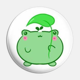 Happy lil frog with leaf Pin