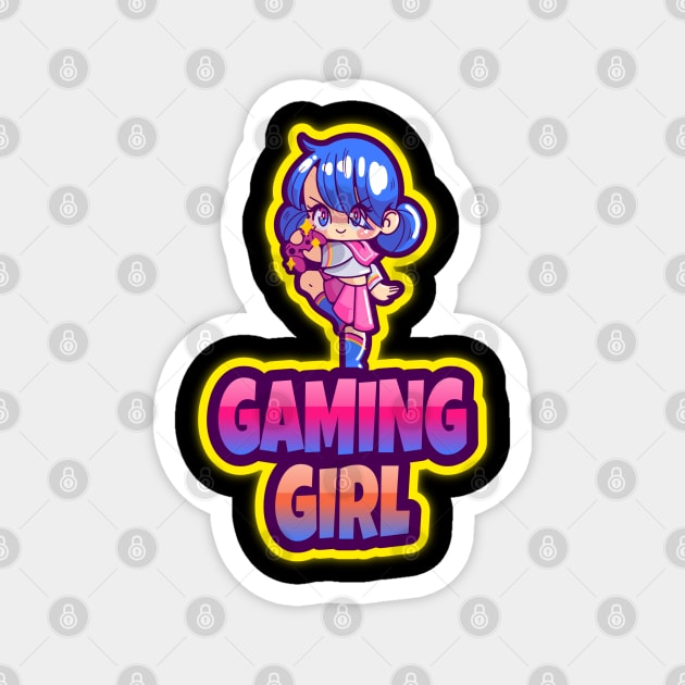 Gaming Girl Design T-shirt Coffee Mug Apparel Notebook Sticker Gift Mobile Cover Magnet by Eemwal Design