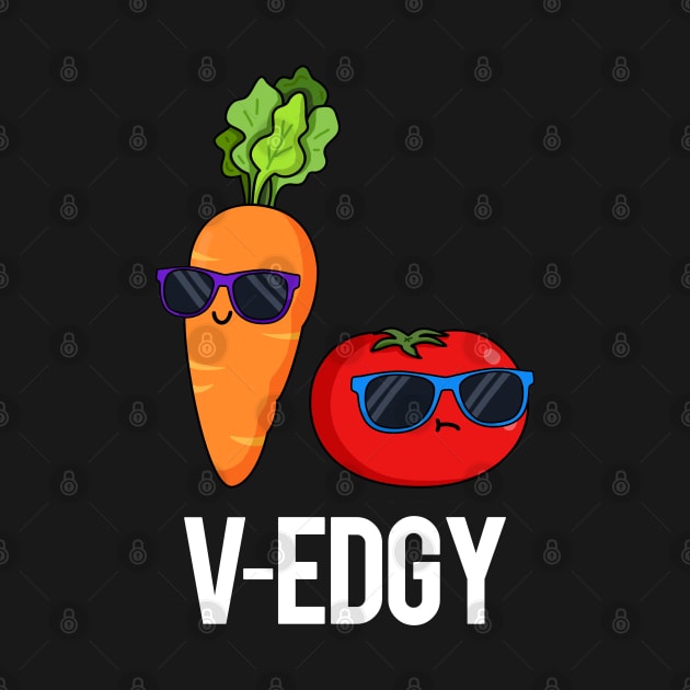 V-Edgy Cute Veggie Pun features a cool carrot and tomato looking edgy in their sunglasses by punnybone