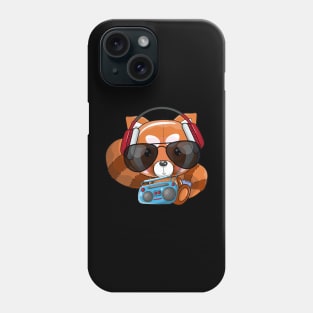 cute cartoon red panda listening music illustration Phone Case