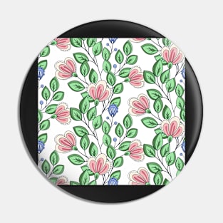 Summer Pattern with Vintage Floral Motifs Pin