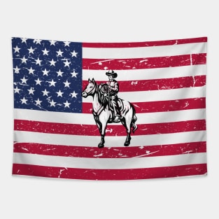 American Flag Cowboy Tapestry